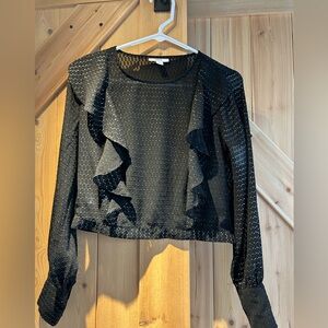 Bar lll Black Textured Ruffle Blouse 
Size XS